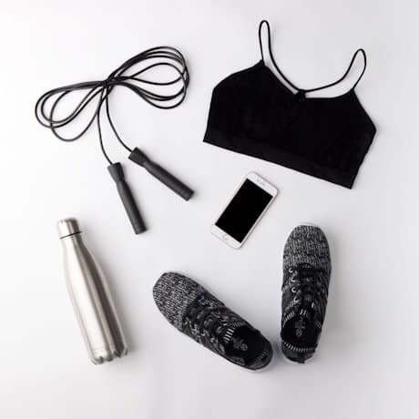 black and white drawstring pouch. fitness accessories